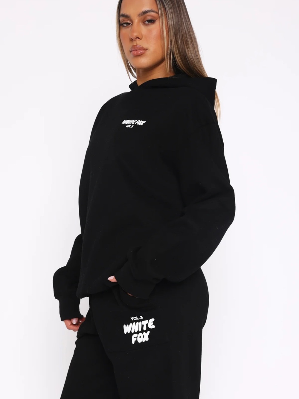 SET White Fox Boutique Offstage Monochrome Hoodie and Sweats - Picture 1 of 5